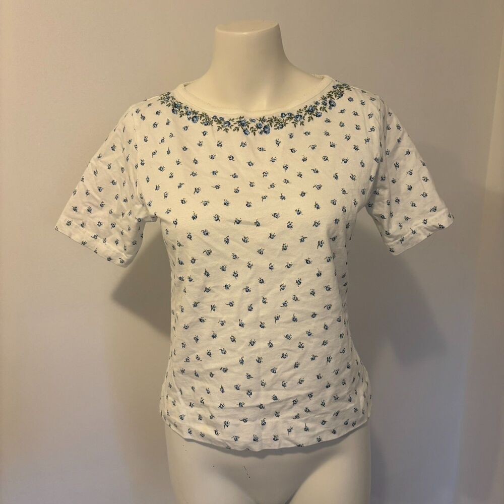 Vintage 90s Liz Claiborne Liz Sport Ditsy Floral Girly Cottagecore T Shirt